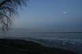 "Morning moon on Cayuga Lake"
